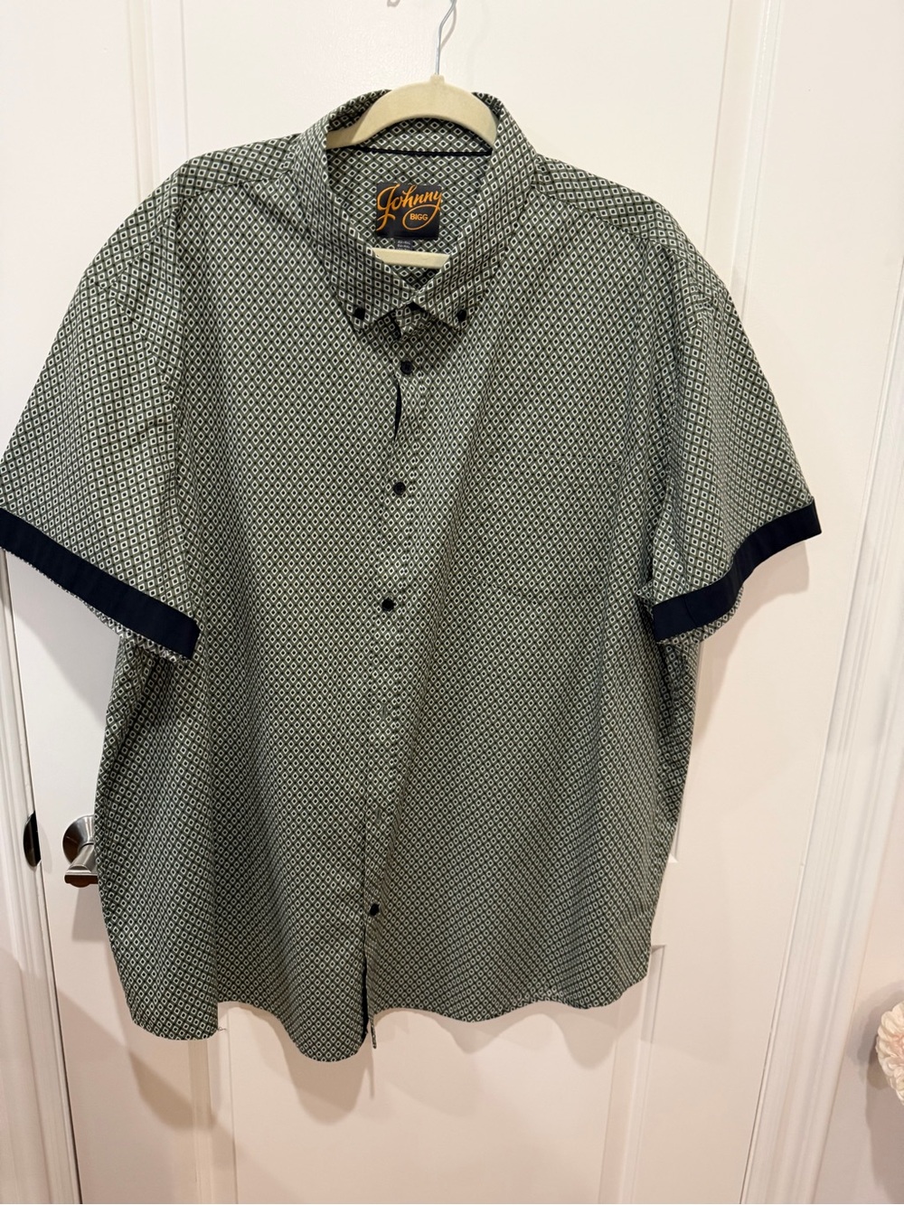 Johnny-O Short Sleeve Button-Down Shirt - Green Geo Print
